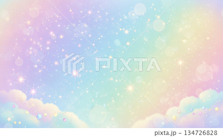 カラフルでキラキラした幻想的なゆめかわいい背景 134726828