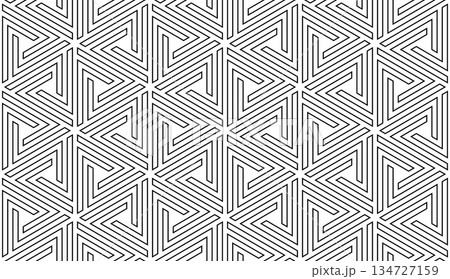 Abstract geometric pattern. A seamless vector background. White and black ornament. Graphic modern pattern. Simple lattice graphic design. Abstract geometric pattern. A seamless vector background. White and black ornament. Graphic modern pattern. Simple lattice graphic design. 134727159