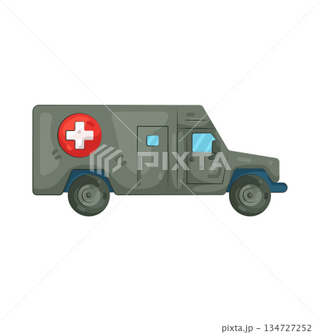 Illustration of military ambulance  134727252