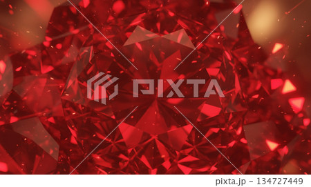 キラキラ輝く赤色の宝石をクローズアップした背景 134727449