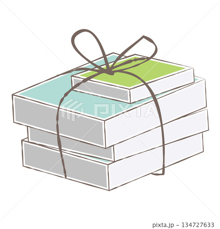 ひもで結ばれた本の束のイラスト 134727633