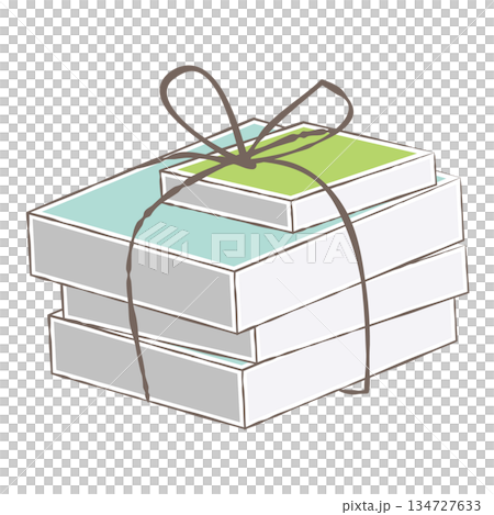 ひもで結ばれた本の束のイラスト 134727633
