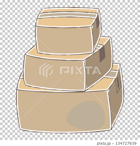 積み重ねられた梱包済みダンボール箱のイラスト 積み重ねられた梱包済みダンボール箱のイラスト 134727639