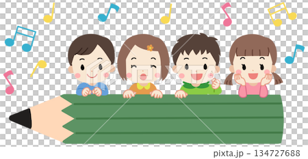 大鉛筆框和兒童插畫 134727688