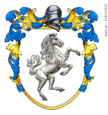 Coat of Arms Crest Horse Heraldic Knight Shield 134727834