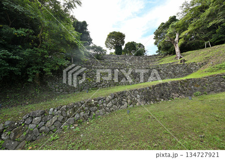 三重県　志摩国「鳥羽城」本丸と石垣　海と鉄道の見える城跡 134727921