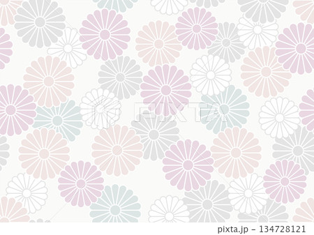 縦横両方向にシームレスな和柄パターン「菊紋」 134728121