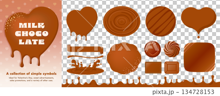 Valentine's Day Chocolate Decoration: Milk chocolate letter background material that can be used for frames, etc. 134728153