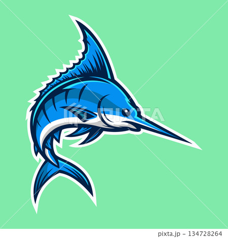 marlin mascot logo vector design template modern style marlin mascot logo vector design template modern style 134728264