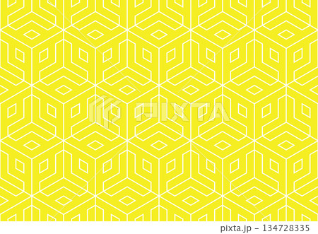 The geometric pattern with lines. Seamless vector background. White and yellow texture. Graphic modern pattern. Simple lattice graphic design 134728335
