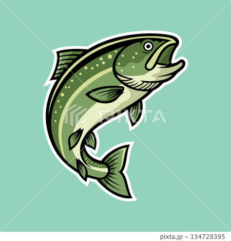 trout fish mascot logo vector design template modern style trout fish mascot logo vector design template modern style 134728395