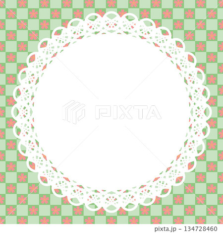 丸型レース×桜(若草色) 134728460