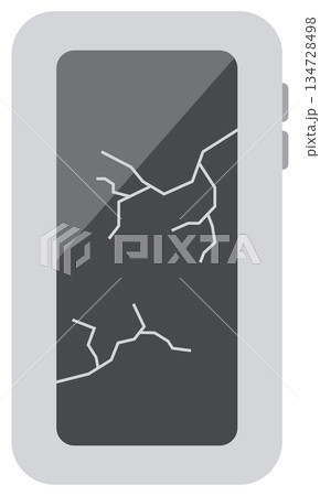 画面が割れたスマートフォンのアイコンイラスト 134728498