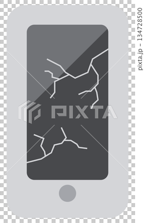 螢幕破裂的智慧型手機圖標 134728500