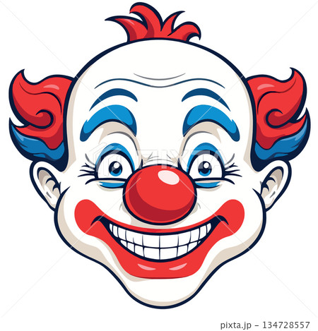 Vsai clown face with scary smile and colorful makeup Vsai clown face with scary smile and colorful makeup 134728557