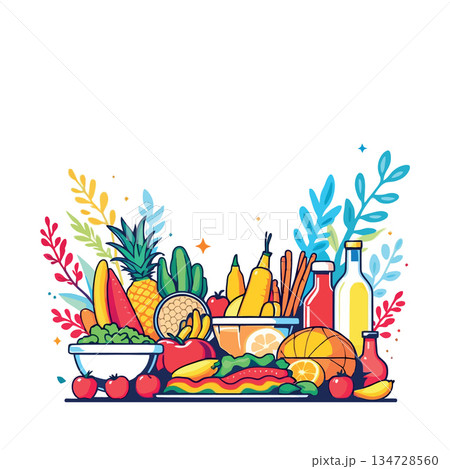 Vsai fresh fruits and vegetables for healthy eating 134728560