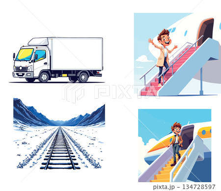 Vsai global logistics and travel solutions concept illustration 134728597
