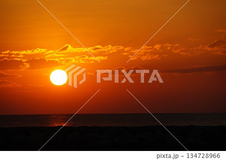 Golden dawn on the sea. Golden dawn on the sea. 134728966
