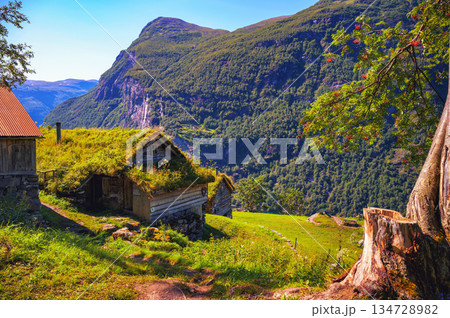 Historic Skagefla Mountain Farm Overlooking Geirangerfjord in Norway 134728982