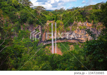 Chamarel Waterfall in Dense Tropical Forest, Mauritius Chamarel Waterfall in Dense Tropical Forest, Mauritius 134728985
