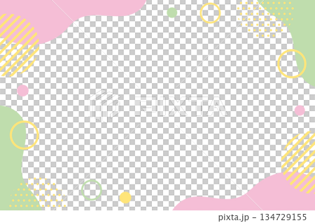 アブストラクトなピンクとグリーンのフレームイラスト 134729155