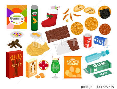 お菓子のセットのイラスト1 お菓子のセットのイラスト1 134729719