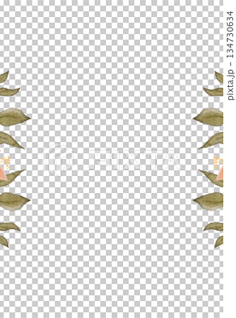 Floral frame vertical border, peach blossoms, green leaves, watercolor hand-painted illustration isolated on white, botanical design ideal for wedding stationery, invitations, greeting cards, branding Floral frame vertical border, peach blossoms, green leaves, watercolor hand-painted illustration isolated on white, botanical design ideal for wedding stationery, invitations, greeting cards, branding 134730634