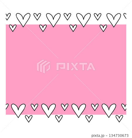 heart line Valentine's Day Frame seamless horizontal border. Vector graphic line black and white illustration. For poster, flyer, banner, invitation, social media, party or sale heart line Valentine's Day Frame seamless horizontal border. Vector graphic line black and white illustration. For poster, flyer, banner, invitation, social media, party or sale 134730673