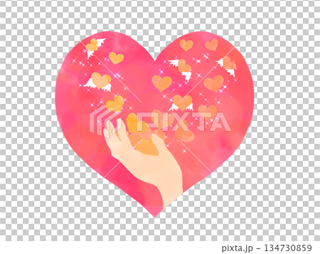 Watercolor style Valentine's Day heart gift / no text Watercolor style Valentine's Day heart gift / no text 134730859