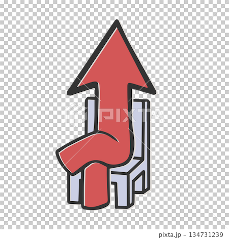 Waiting arrow illustration showing awaiting results or a pending state | Material showing pending, waiting for a decision, or waiting with ample time 134731239
