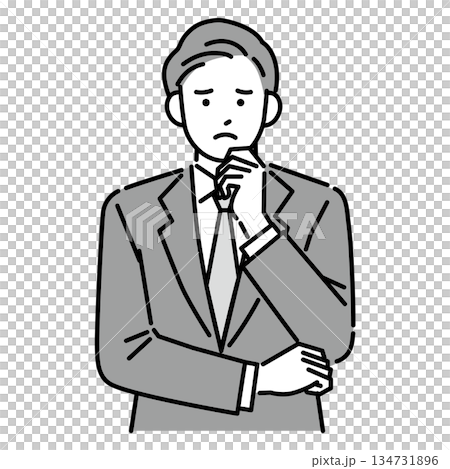 困った顔のビジネスマン 134731896