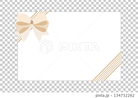 Gift card, ribbon, beige frame, message, present 134732262