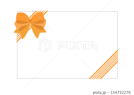 ギフトカード　リボン　オレンジ色　フレーム　メッセージ　プレゼント 134732270