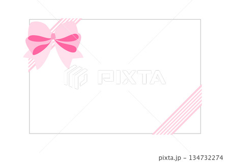 ギフトカード　リボン　ピンク色　フレーム　メッセージ　プレゼント　おしゃれ　かわいい　ベクター 134732274