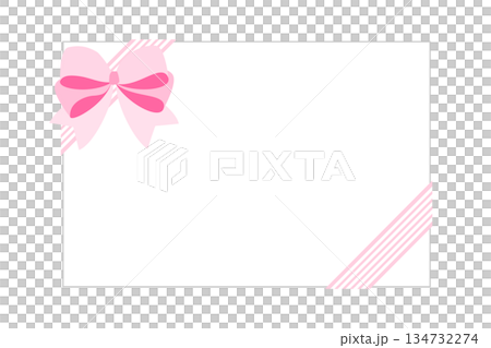 禮品卡絲帶粉紅色邊框留言禮物時尚可愛向量圖 134732274