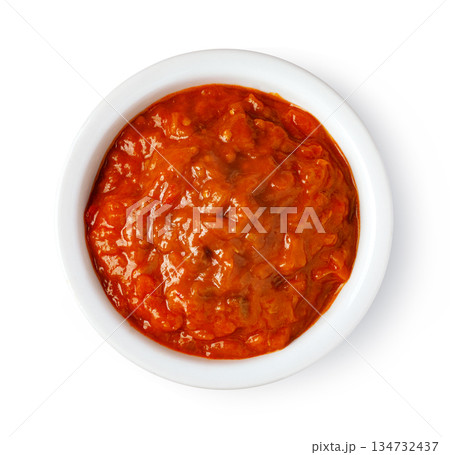 Ajvar red pepper and eggplant relish dipping sauce 134732437