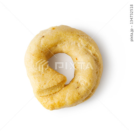 Tarallo italian savory snack top view white background 134732518