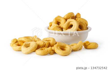 Italian taralli snack bowl with savory crackers 134732542