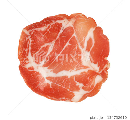 Sliced coppa cured meat isolated on white Sliced coppa cured meat isolated on white 134732610