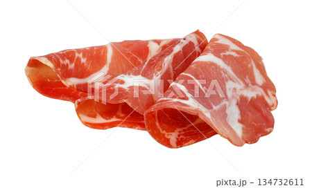 Sliced coppa meat on white background Sliced coppa meat on white background 134732611