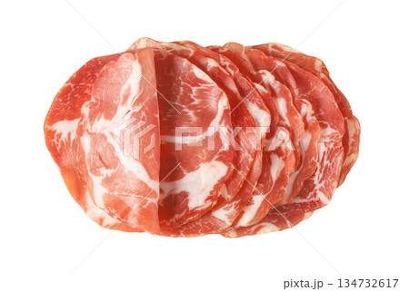 Sliced coppa cured pork charcuterie meat 134732617
