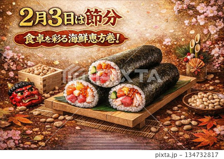 節分と海鮮恵方巻 販促ポスター横 節分と海鮮恵方巻 販促ポスター横 134732817