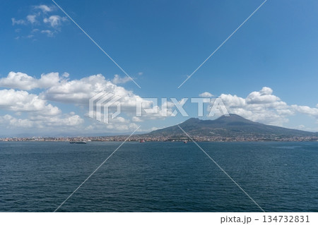 Mount Vesuvius and Bay of Naples seascape. Naples, Italy 134732831