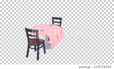 Simple chair and table illustration Simple chair and table illustration 134733034
