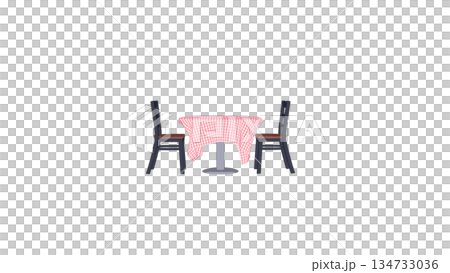 Side view of a simple chair and table Side view of a simple chair and table 134733036