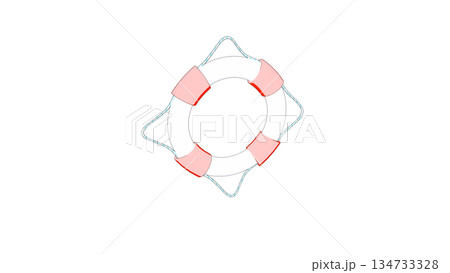 斜めから見たシンプルな赤白の浮き輪のイラスト 斜めから見たシンプルな赤白の浮き輪のイラスト 134733328