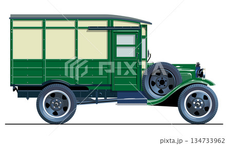 Vector retro delivery truck isolated 134733962