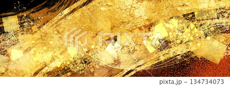 お正月背景風金箔ブラシストロークが輝く横長黒背景 お正月背景風金箔ブラシストロークが輝く横長黒背景 134734073
