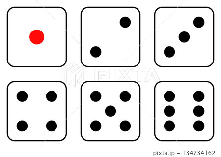 サイコロの目、6面セット 134734162