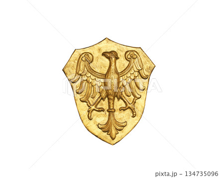 antique gilded eagle emblem isolated on white background 134735096